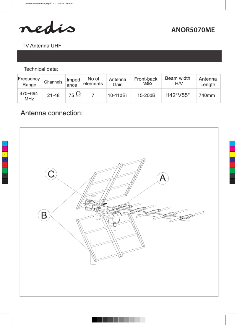 Page 1 de la notice Manuel utilisateur Nedis ANOR5070ME