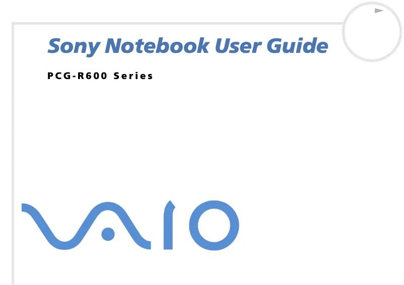 Image de la première page du manuel de l'appareil Vaio PCG-R600MEP