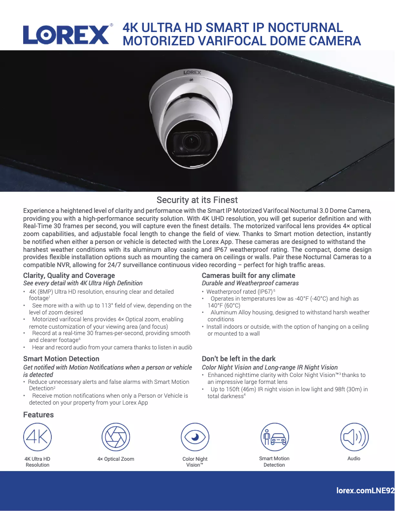 Page n°1 - Fiche technique Lorex LNE9292