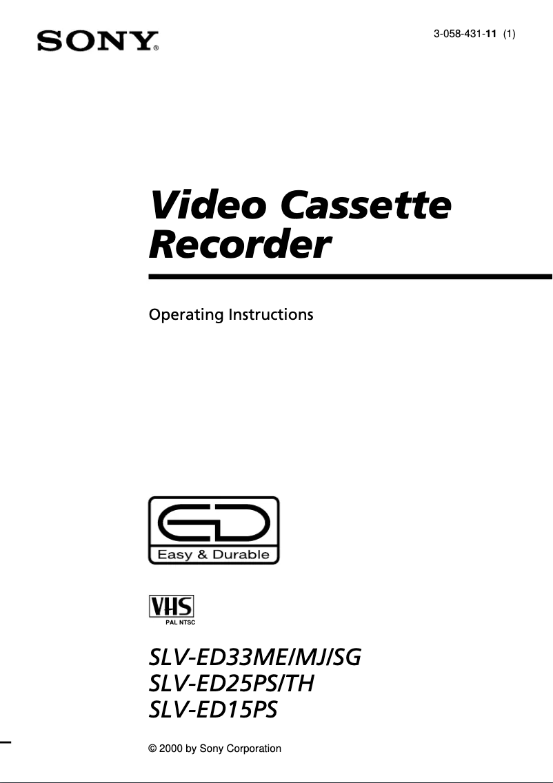 Page 1 de la notice Manuel utilisateur Sony SLV-ED15PS