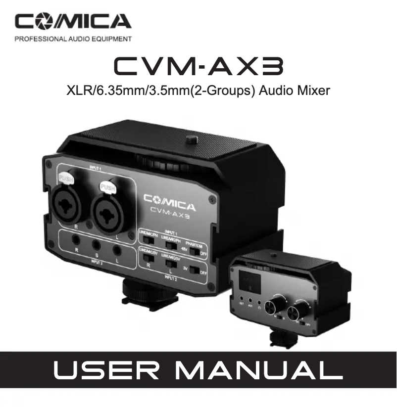Page 1 de la notice Manuel utilisateur Comica CVM-AX3