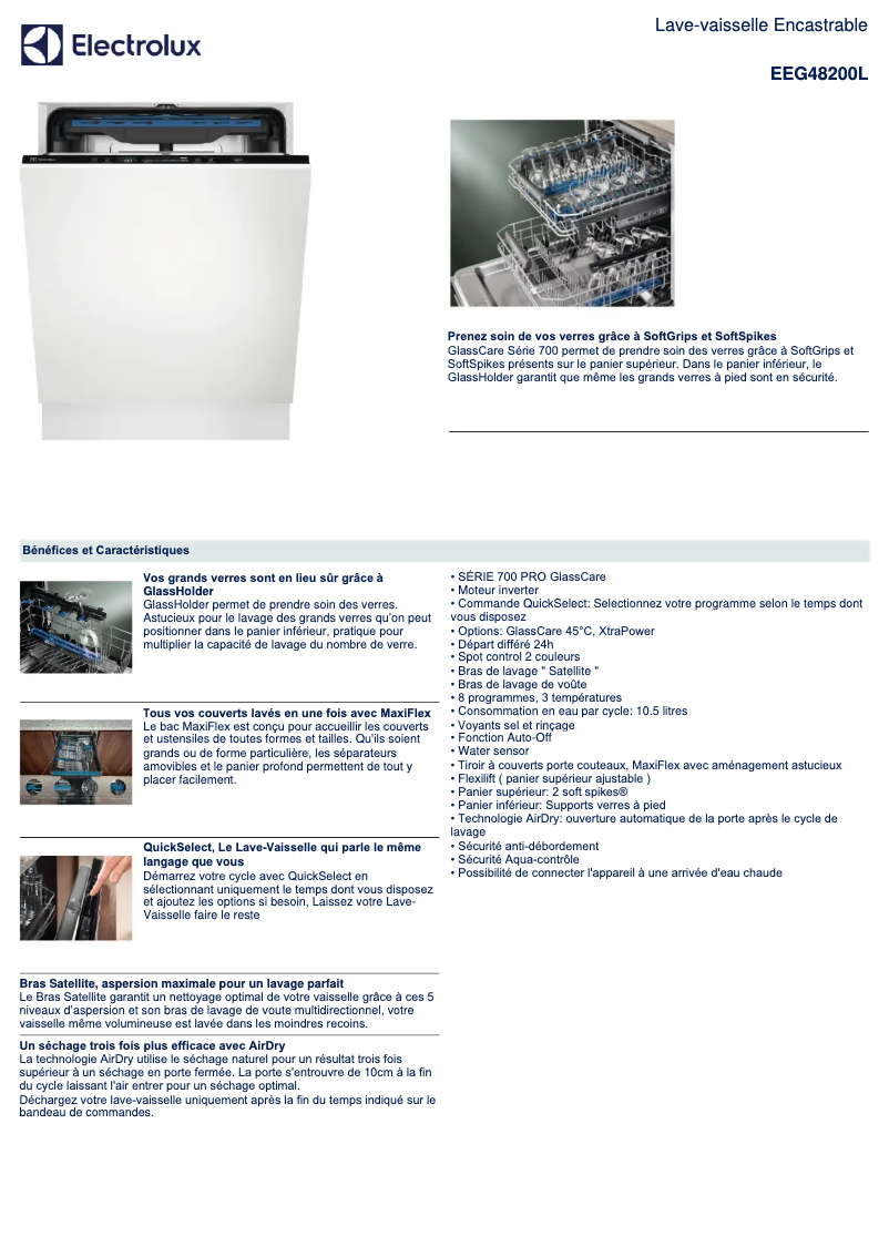 Página 1 del manual Ficha técnica Electrolux EEG48200L