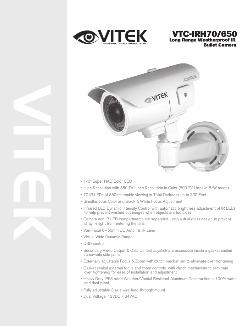 Page 1 de la notice Manuel utilisateur Vitek VTC-IRH70/650