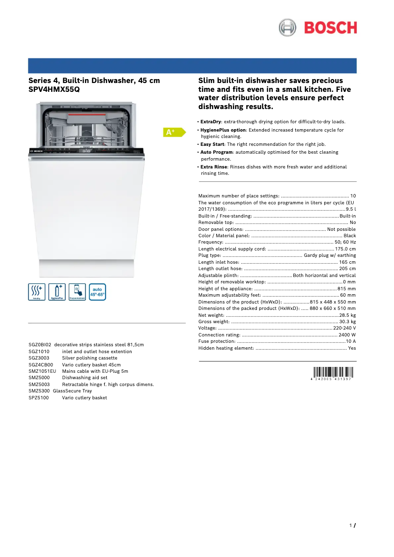 Image de la première page du manuel de l'appareil SPV4HMX55Q