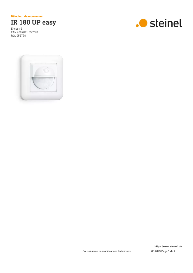 Image de la première page du manuel de l'appareil IR 180 UP Easy