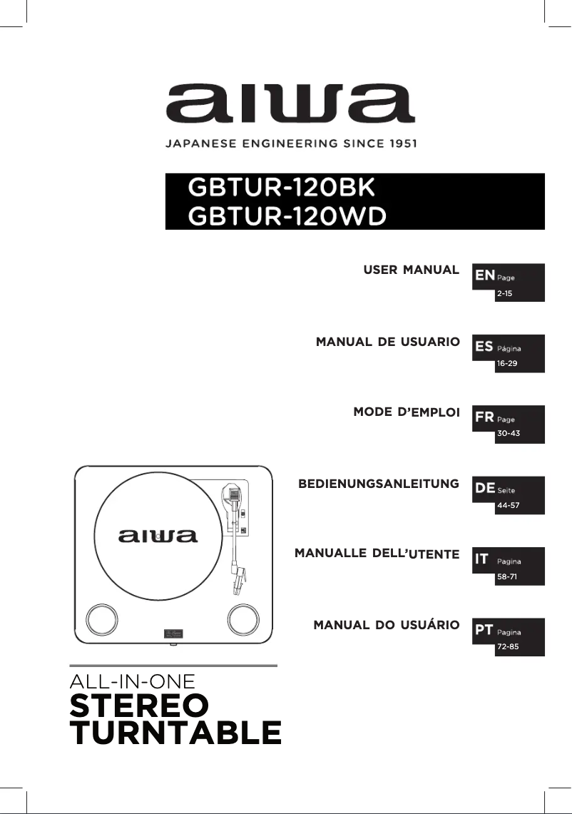 Page n°1 - Manuel utilisateur Aiwa GBTUR-120BK