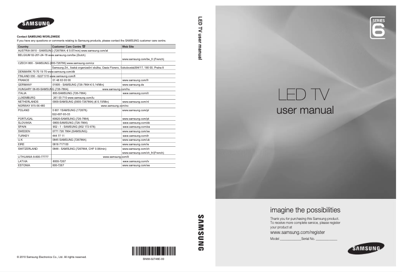 Page n°1 - Manuel utilisateur Samsung UE55C6005