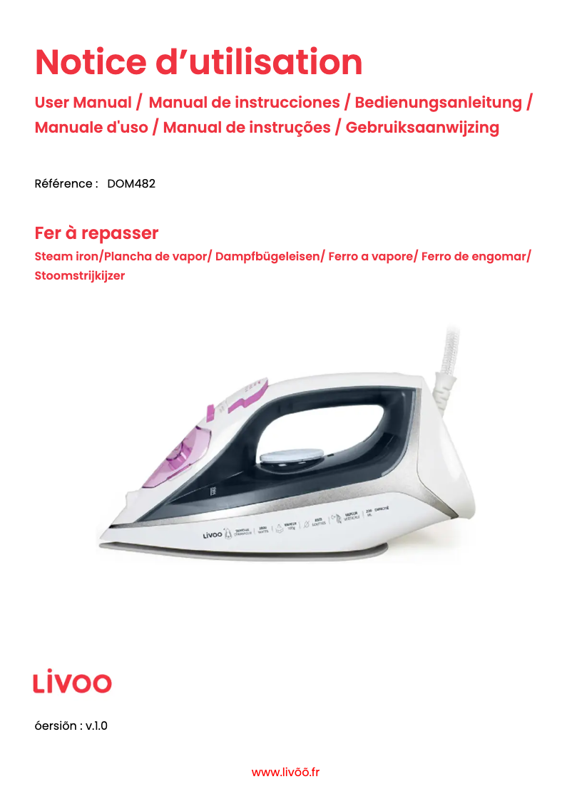 Page n°1 - Manuel utilisateur Livoo DOM482