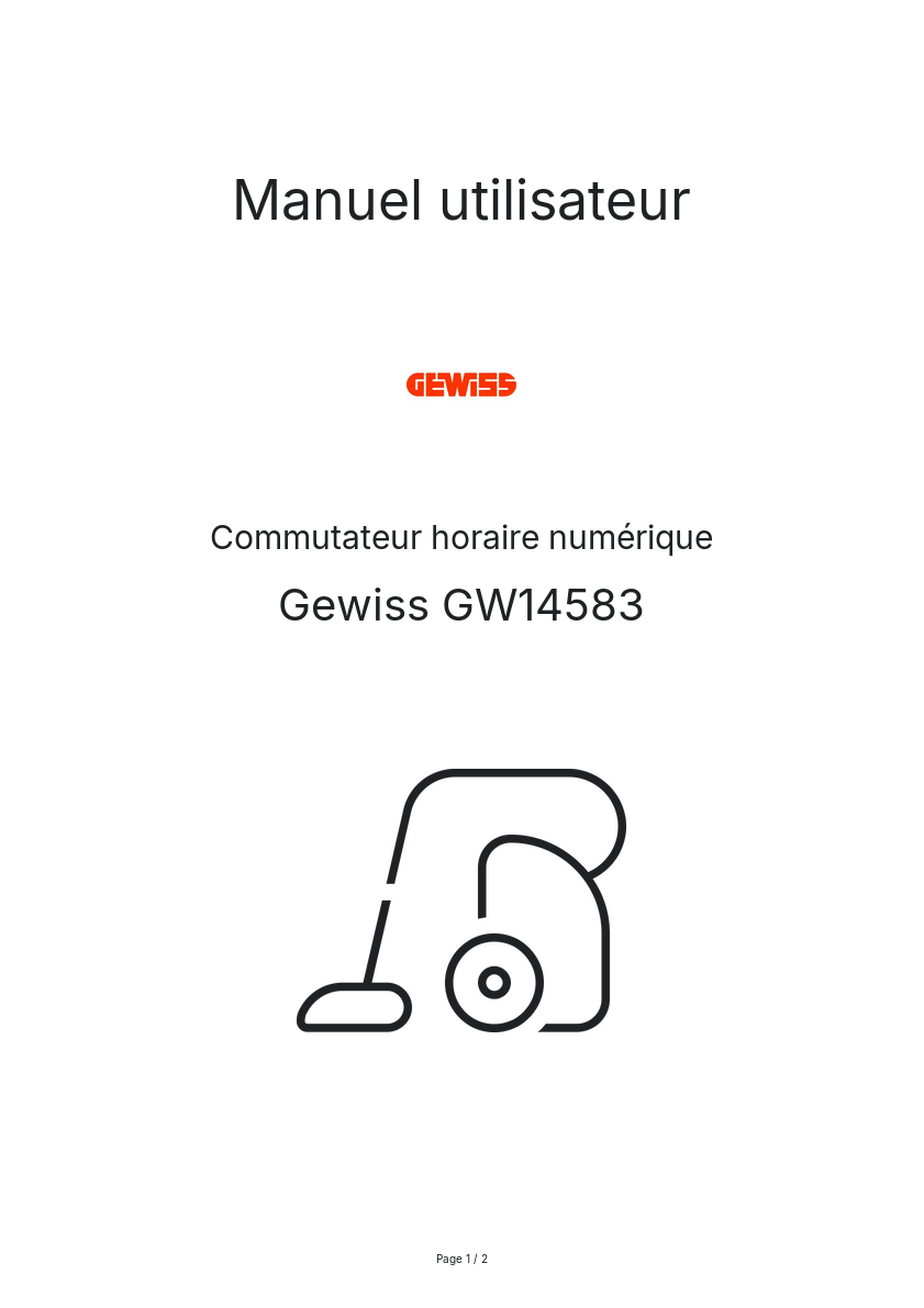 Page n°1 - Manuel utilisateur Gewiss GW14583