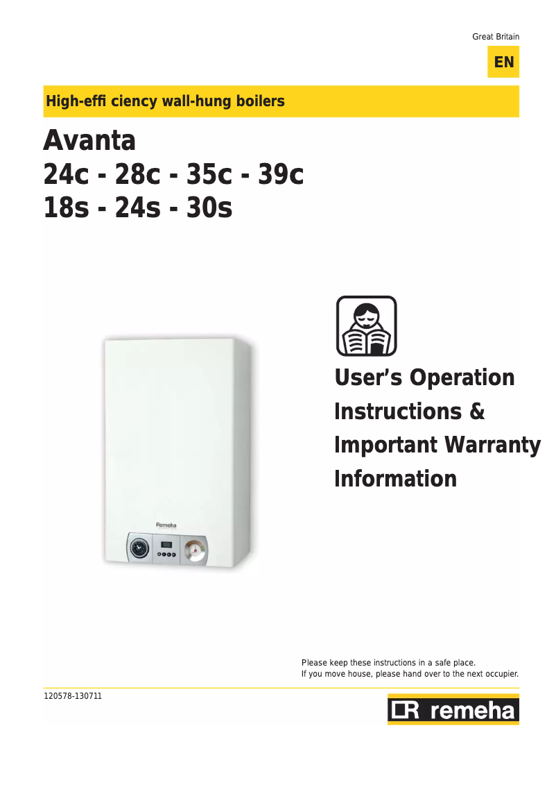 Page 1 de la notice Manuel utilisateur Remeha Avanta 39c