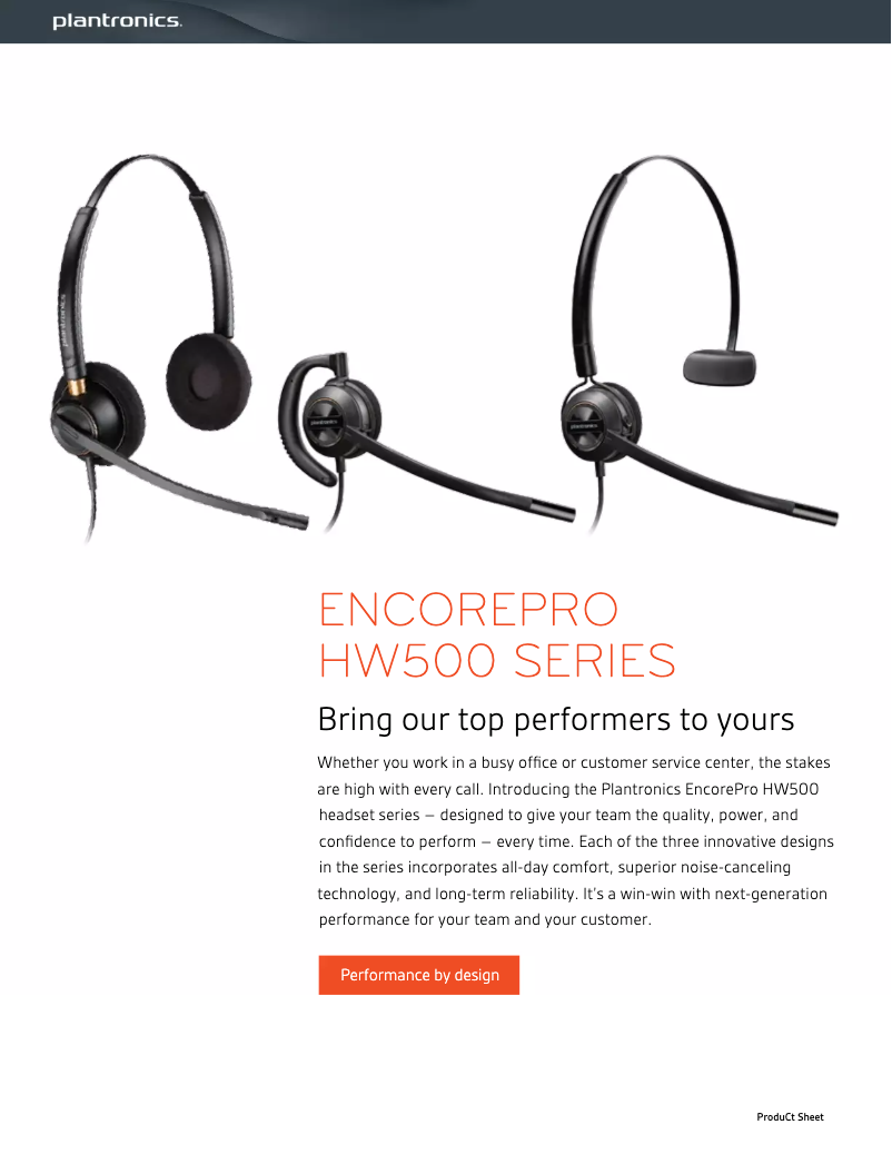 Page n°1 - Brochure Plantronics EncorePro HW540