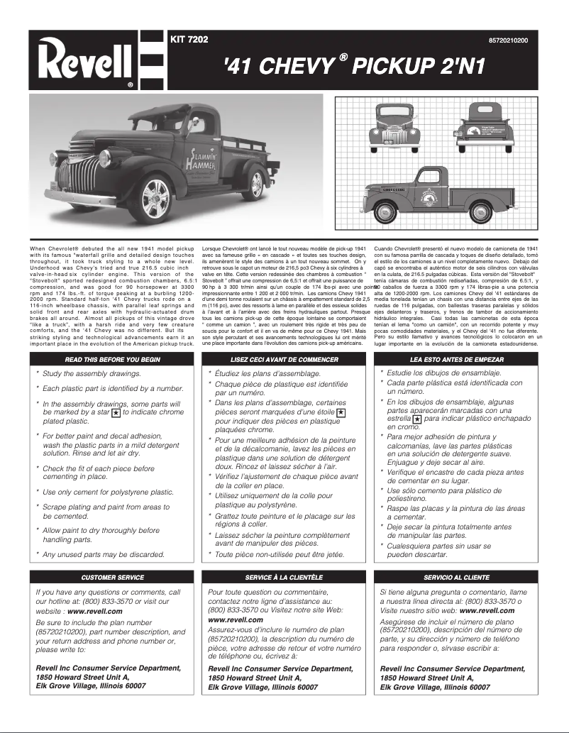 Page 1 de la notice Manuel utilisateur Revell '41 Chevy Pickup 2 'n 1