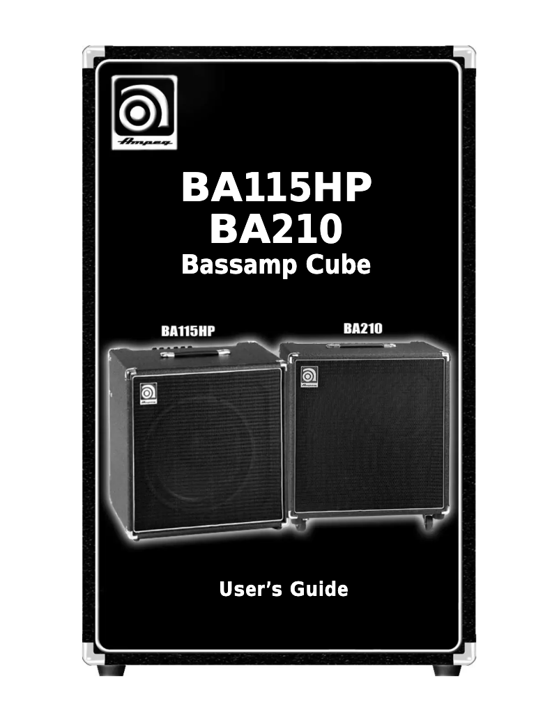 Page n°1 - Manuel utilisateur Ampeg BA115HP