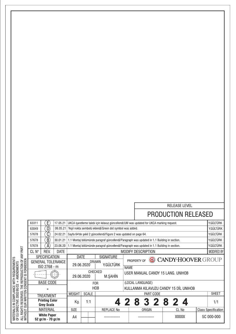 Page n°1 - Manuel utilisateur Candy CHG6BRX-ALG