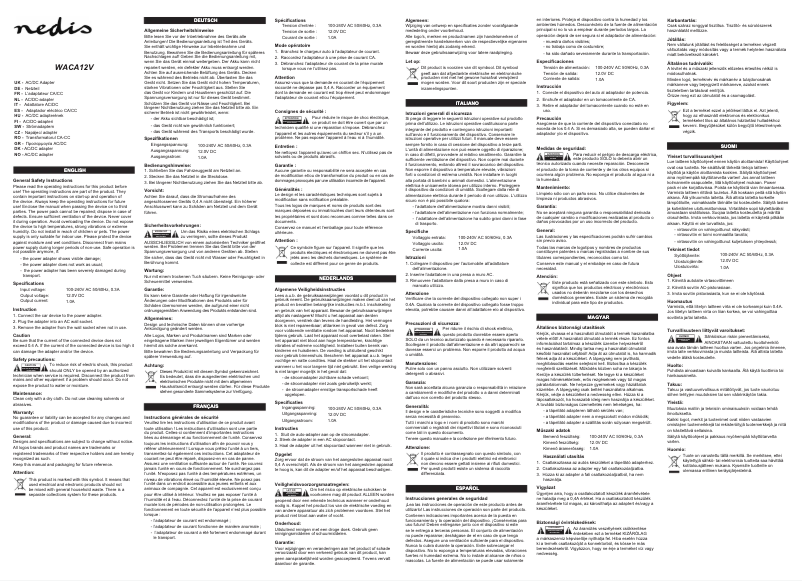 Page n°1 - Manuel utilisateur Nedis WACA12V