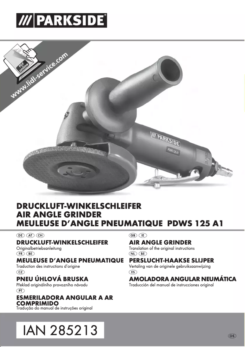 Page 1 de la notice Manuel utilisateur Parkside PDWS 125 A1