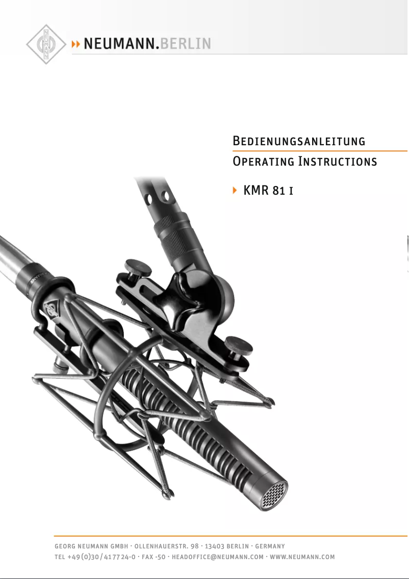 Page 1 de la notice Manuel utilisateur Neumann KMR 81 i MT