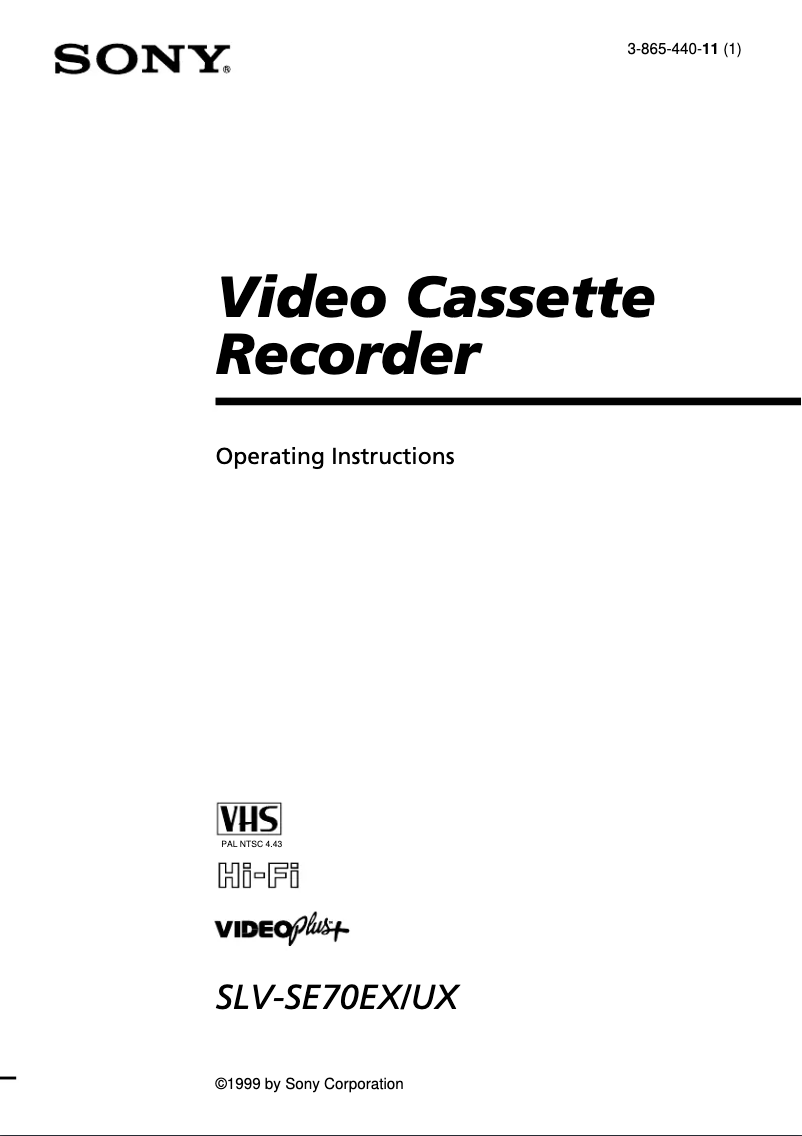 Página 1 del manual Manual de usuario Sony SLV-SE70EX