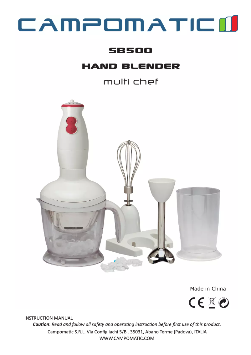 Image de la première page du manuel de l'appareil SB500