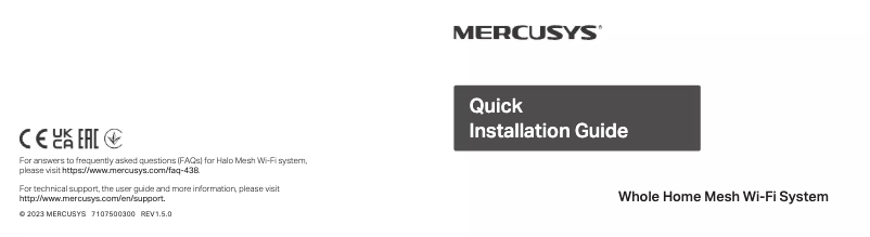 Page 1 de la notice Guide d'installation Mercusys Halo H60X