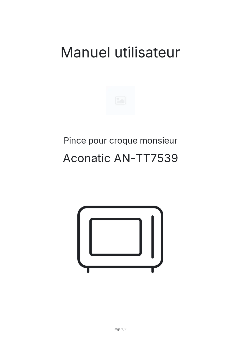 Image de la première page du manuel de l'appareil AN-TT7539