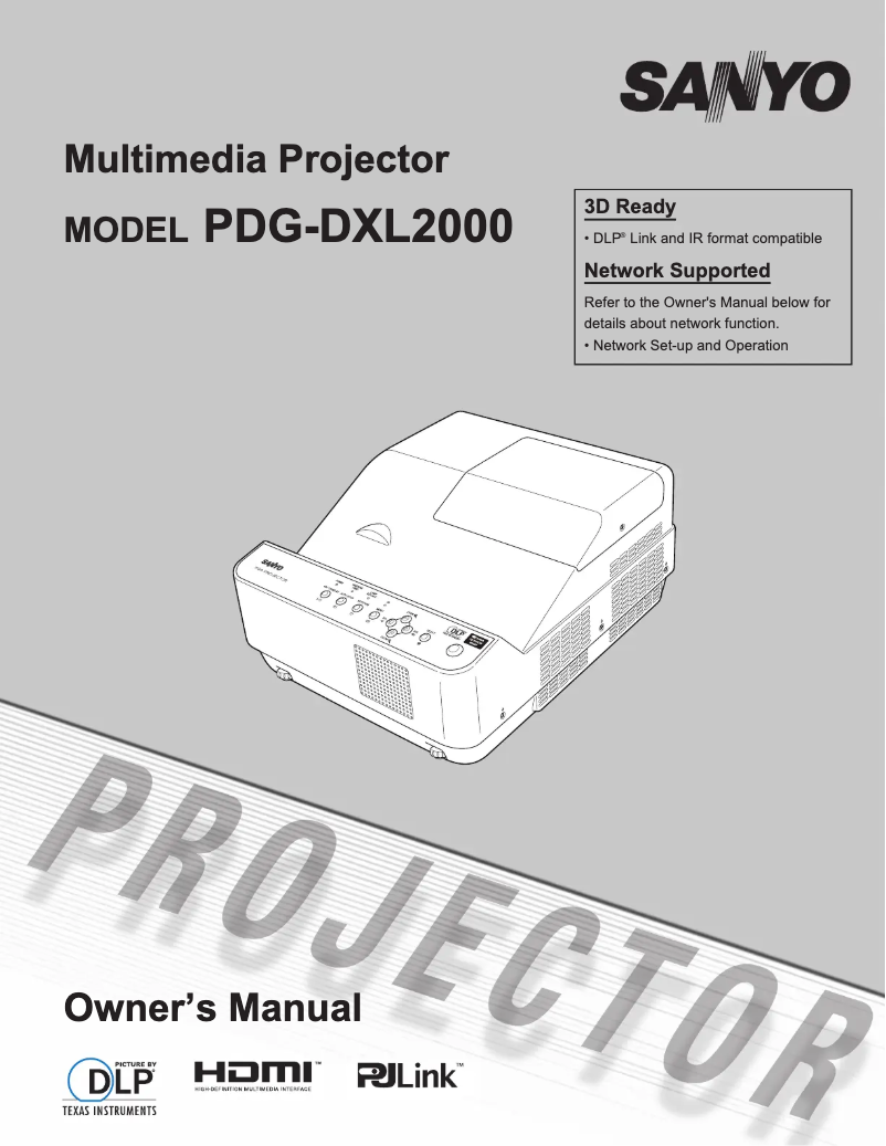 Page 1 de la notice Manuel utilisateur Sanyo PDG-DXL2000