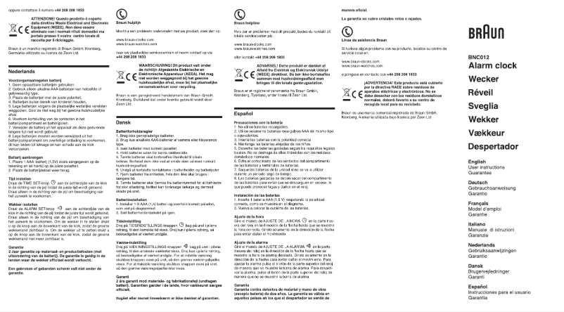 Page 1 de la notice Manuel utilisateur Braun BNC012