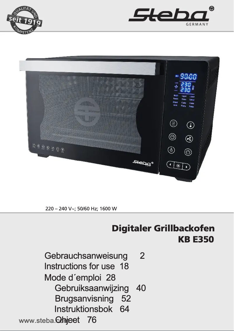 Image de la première page du manuel de l'appareil KB E350