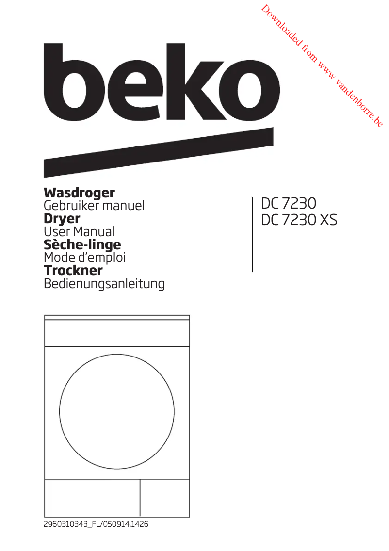 Page 1 de la notice Manuel utilisateur Beko DC 7230 BX