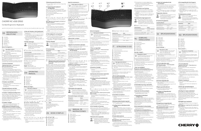 Page 1 de la notice Manuel utilisateur Cherry KC 4500 ERGO