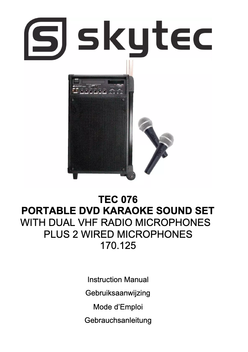 Page 1 de la notice Manuel utilisateur Skytec TEC 076