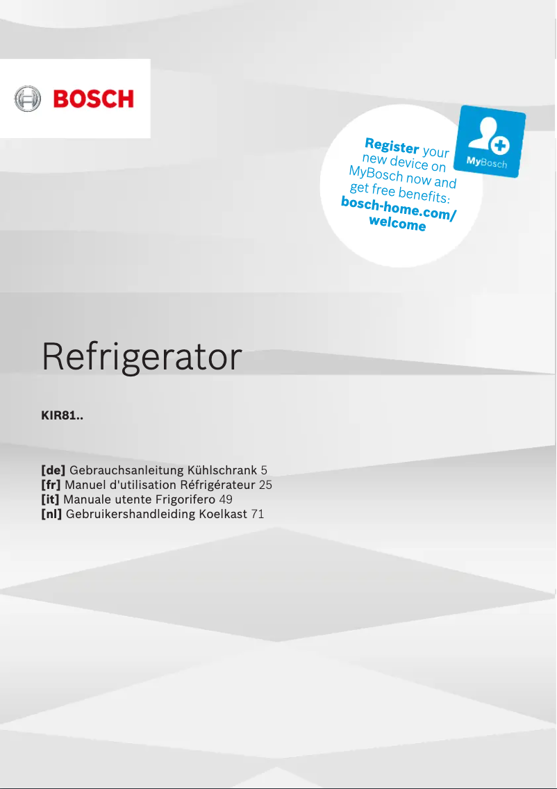 Page n°1 - Manuel utilisateur Bosch KIR81SOE0