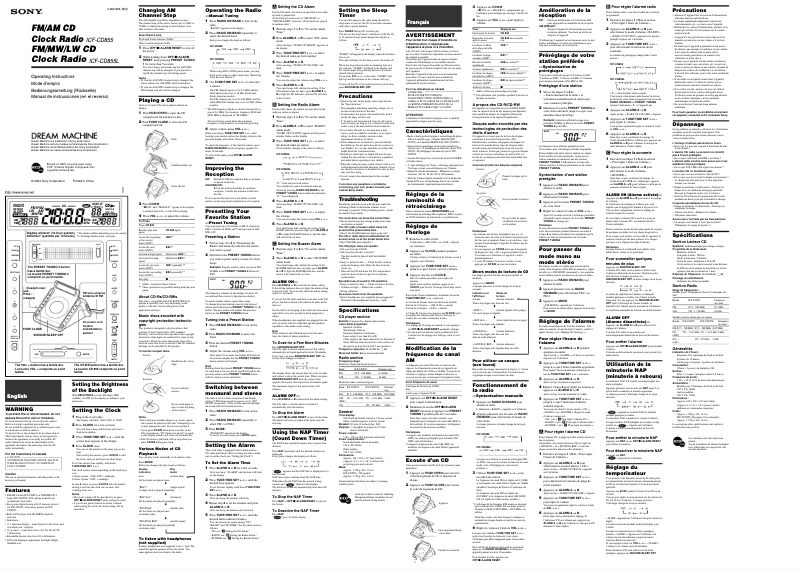 Página 1 del manual Manual de usuario Sony ICF-CD855L