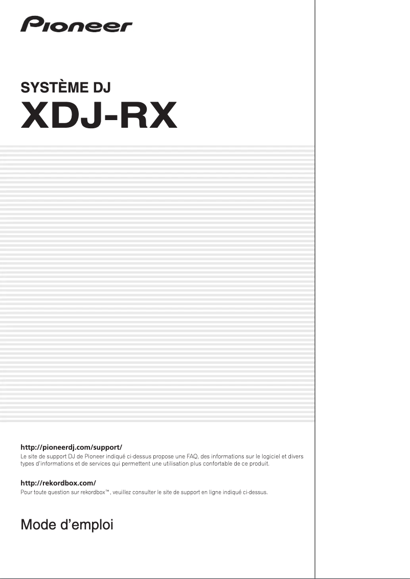Image de la première page du manuel de l'appareil XDJ-RX