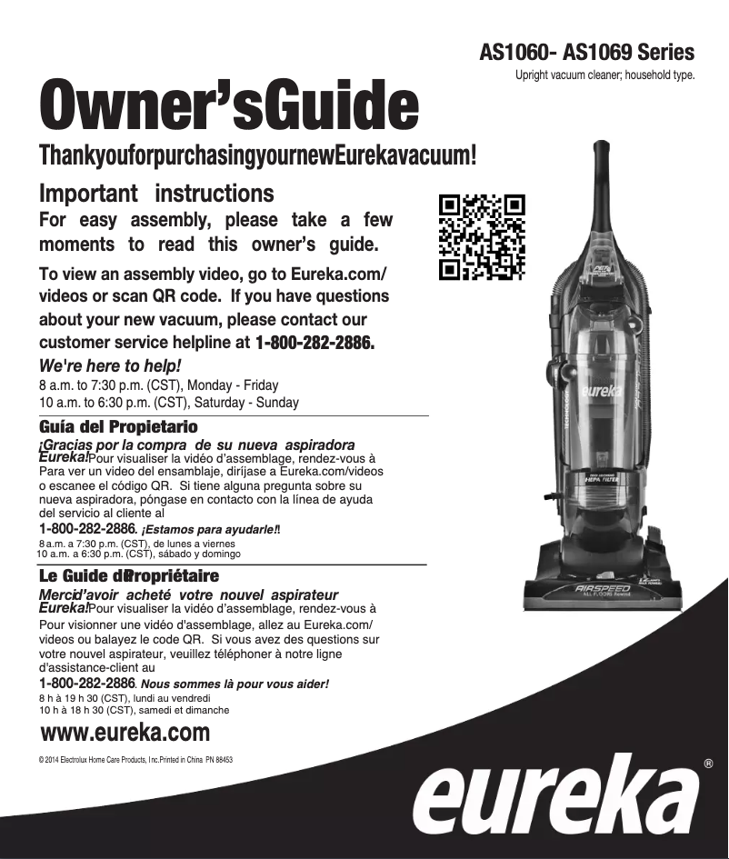 Page n°1 - Manuel utilisateur Eureka AirSpeed AS1061A