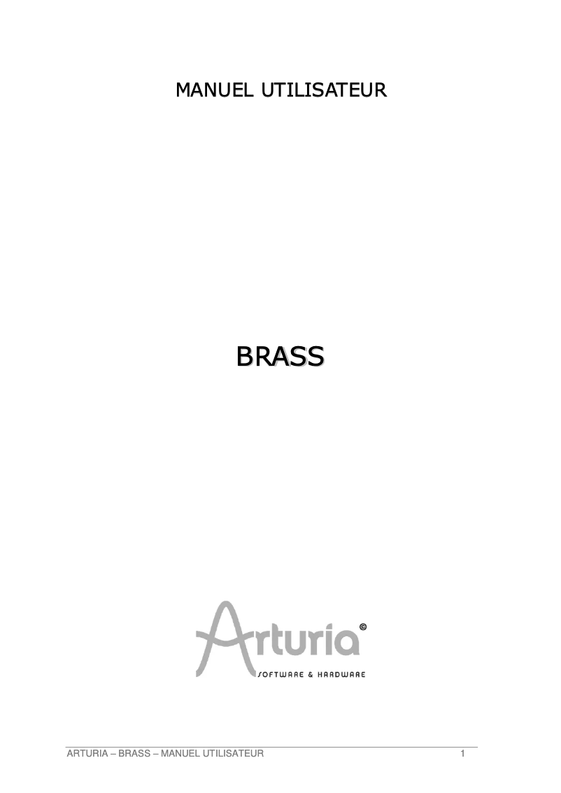 Page 1 de la notice Manuel utilisateur Arturia Brass