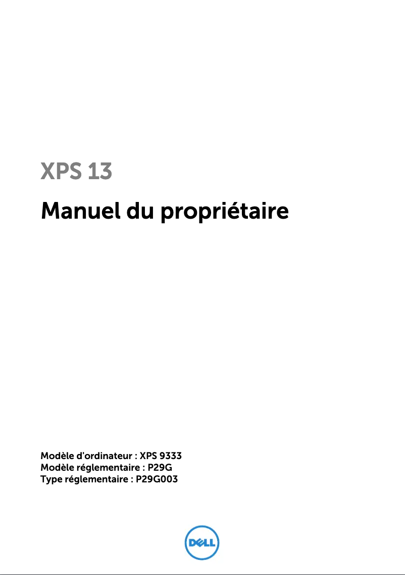 Image de la première page du manuel de l'appareil XPS 9333