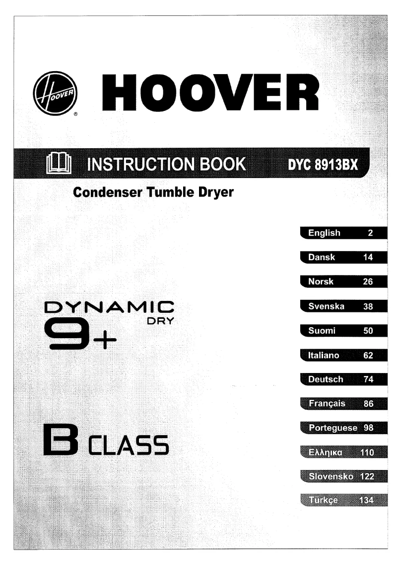 Página 1 del manual Manual de usuario Hoover DYC 8913BX-80N