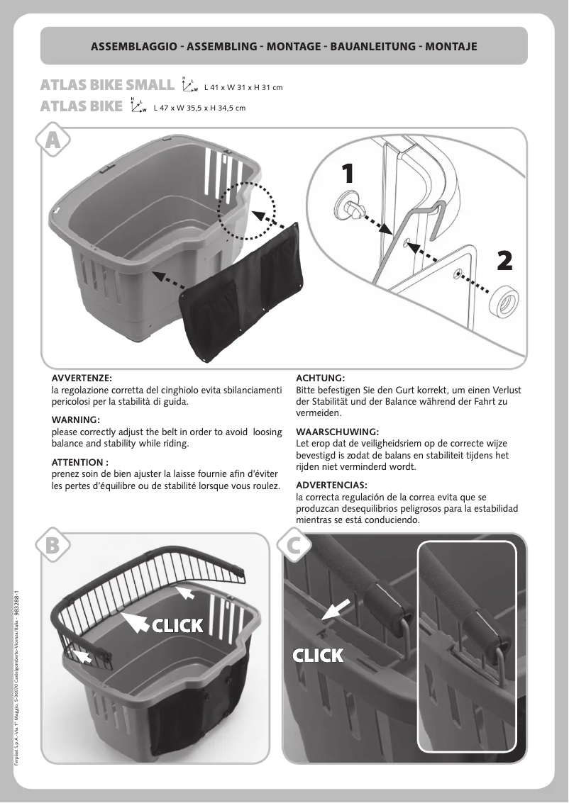 Page n°1 - Manuel utilisateur Ferplast Atlas Bike 20 Rapid