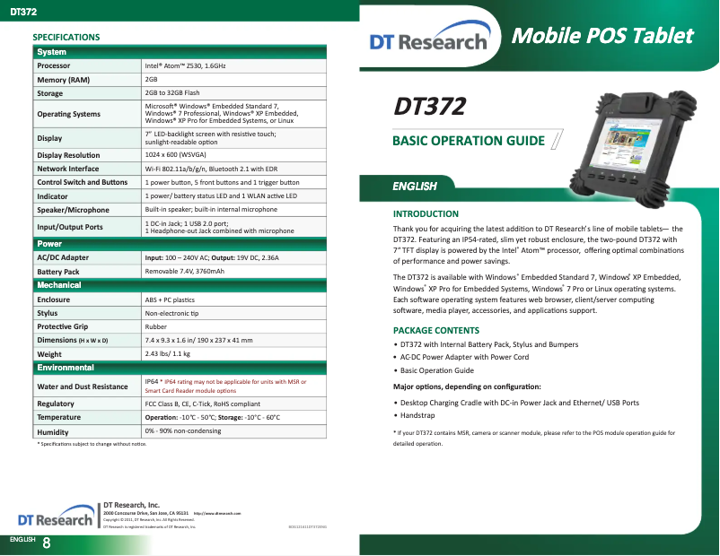 Page n°1 - Manuel utilisateur DT Research DT372