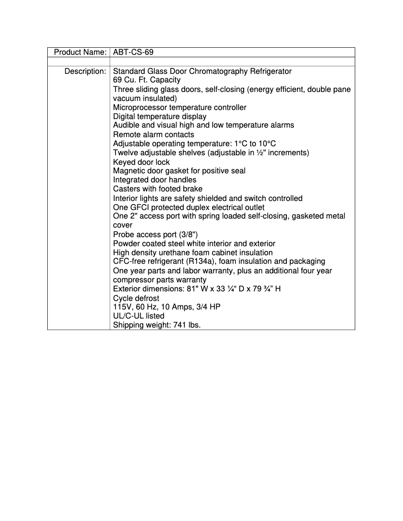 Page 1 de la notice Manuel utilisateur American BioTech Supply ABT-CS-69
