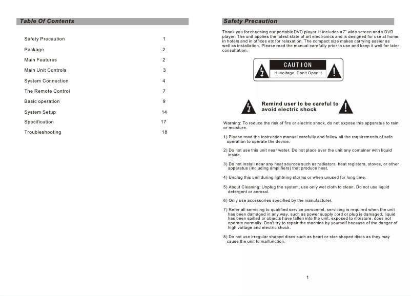 Page n°1 - Manuel utilisateur Caliber MDP 275