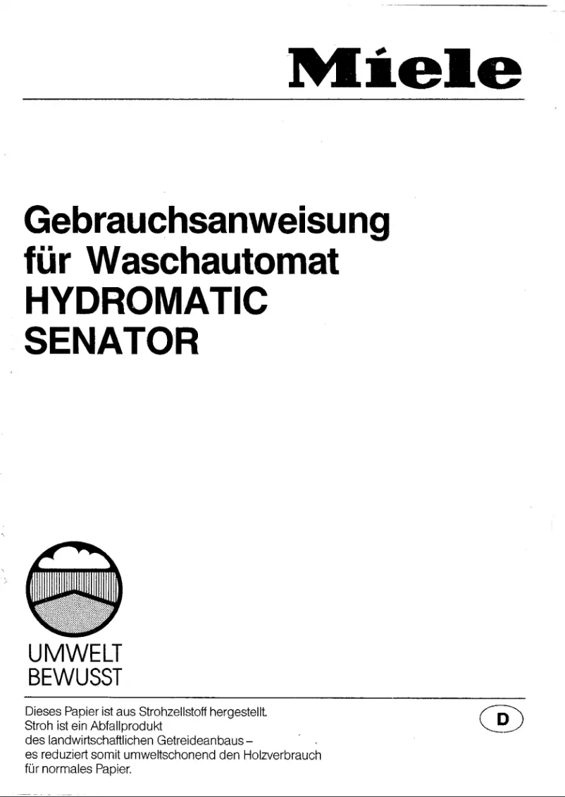 Page n°1 - Manuel utilisateur Miele Hydromatic Senator