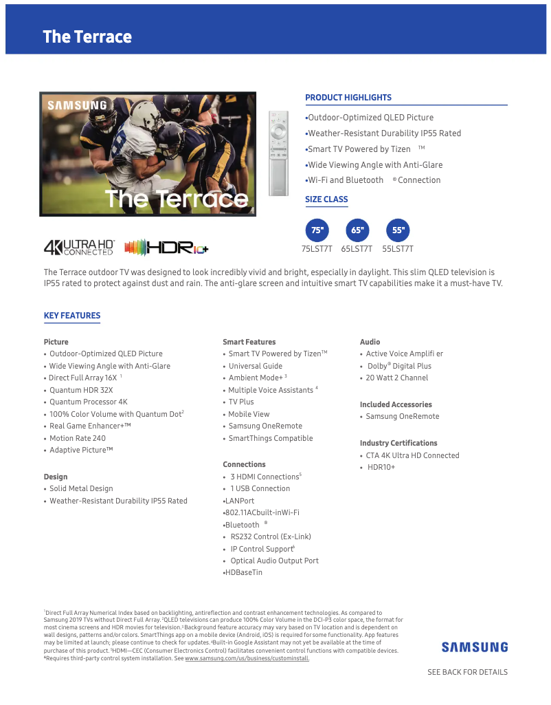 Page n°1 - Fiche technique Samsung QN75LST7TAFXZA