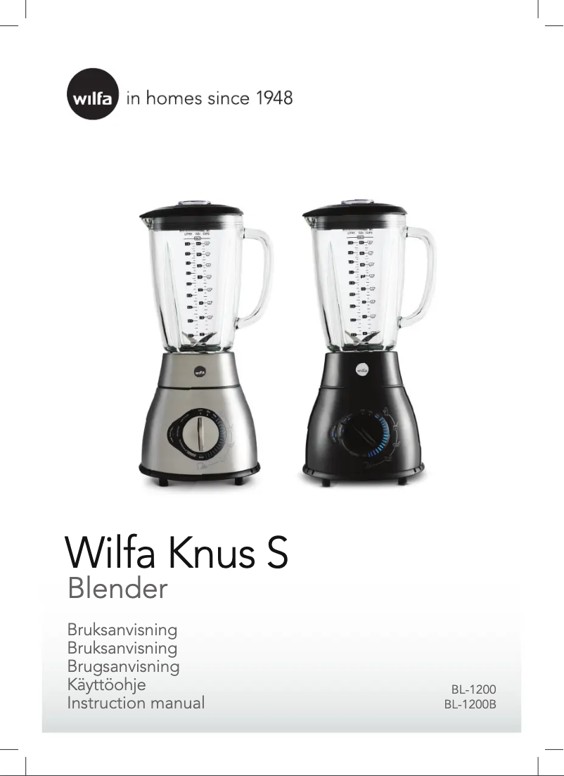 Page n°1 - Manuel utilisateur Wilfa Knus S WBL-1200S