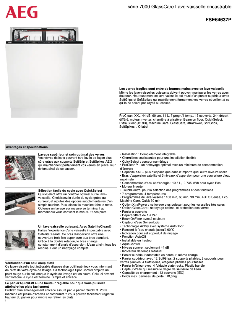 Page n°1 - Fiche technique AEG FSE64637P