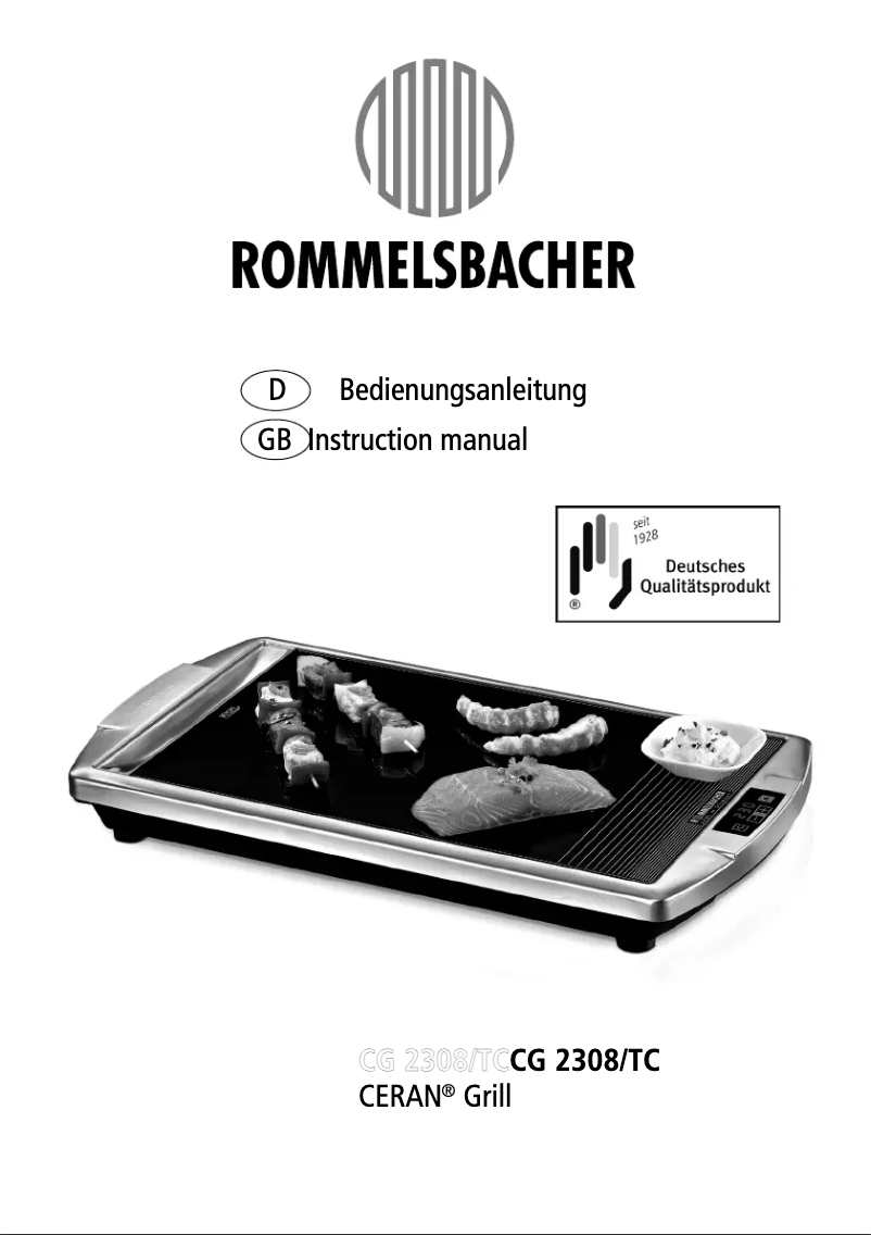 Page 1 de la notice Manuel utilisateur Rommelsbacher CG 2308/TC