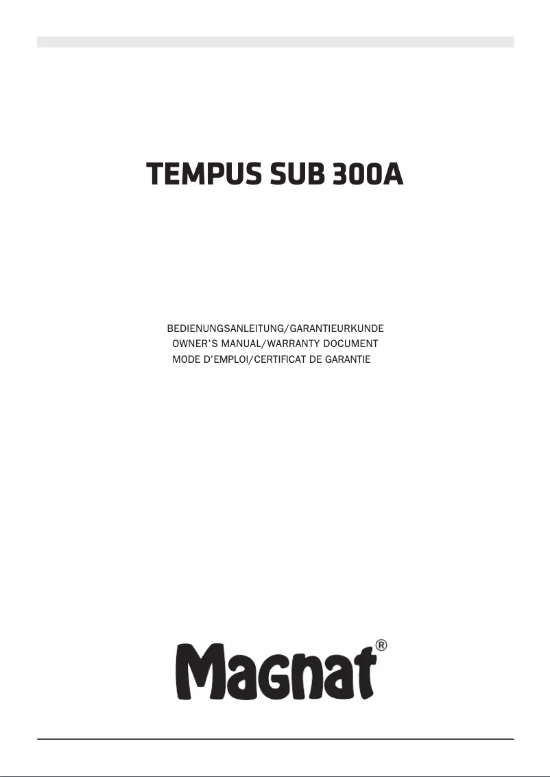 Image de la première page du manuel de l'appareil Tempus Sub 300A