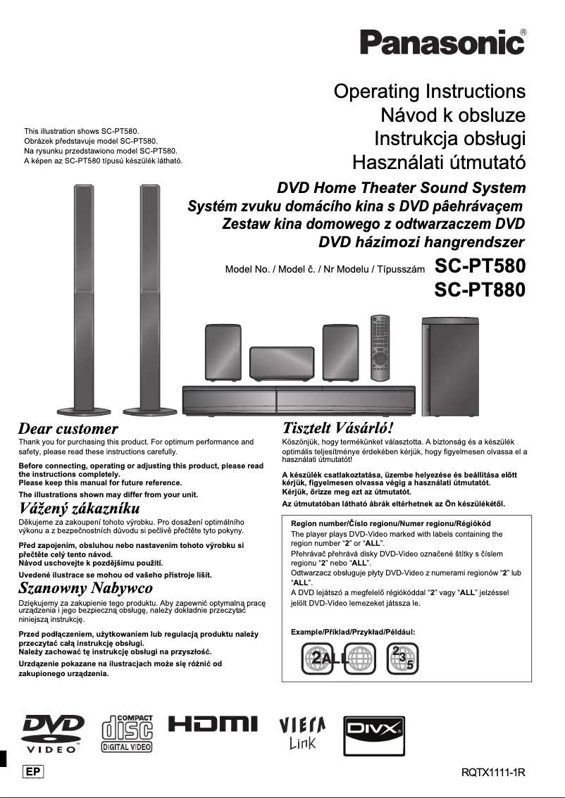 Page 1 de la notice Manuel utilisateur Panasonic SC-PT880
