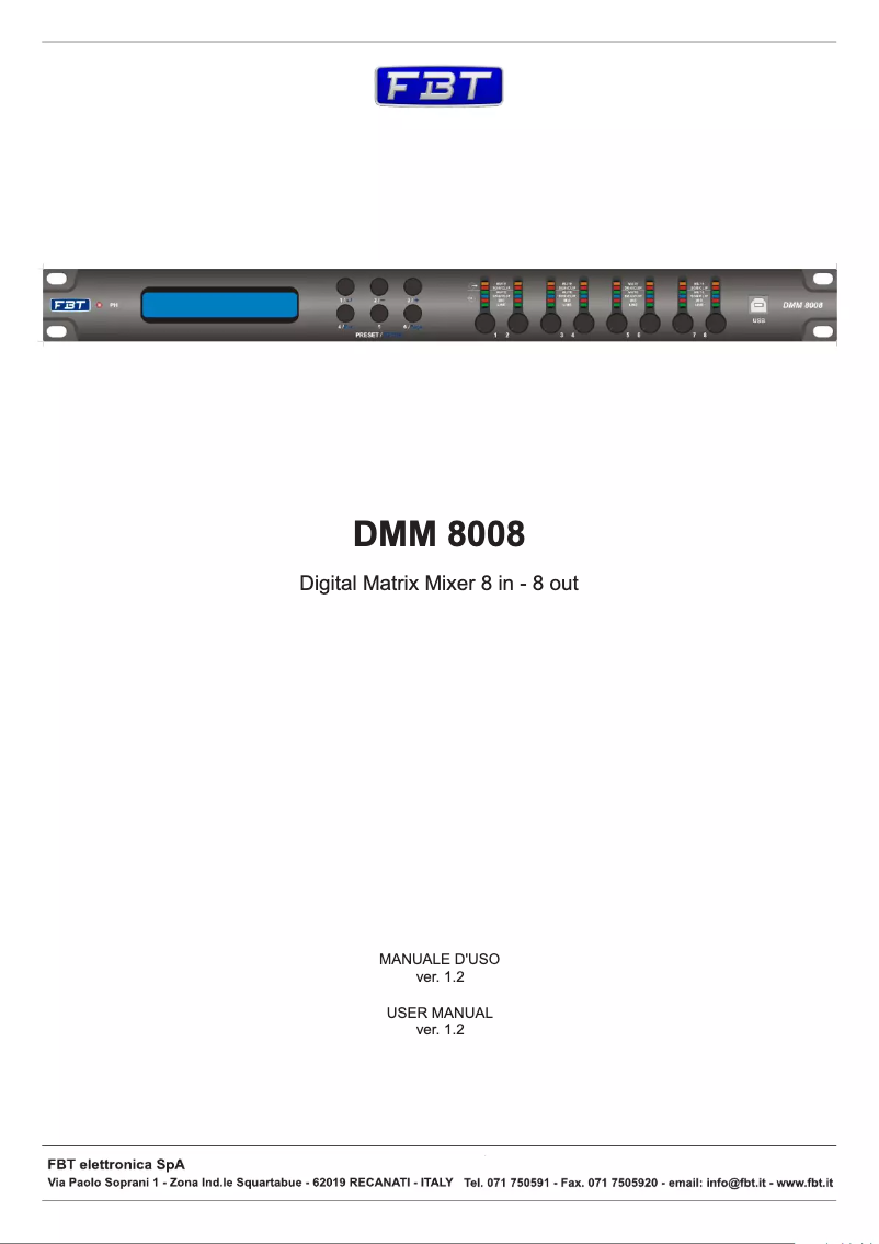 Page n°1 - Manuel utilisateur FBT DMM 8008